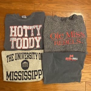 Ole Miss XL group- sweatshirt and 3 LS tshirts good condition❤️💙🌟